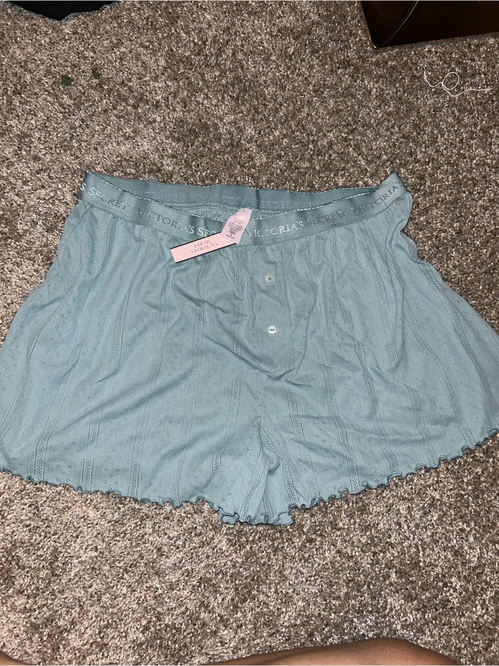 Victoria's Secret brand new Seafoam Green Knit Lace-Edge Sleep Shorts